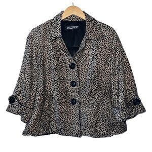 Cheryl Nash Windridge Animal Print Button Front Jacket Size Large